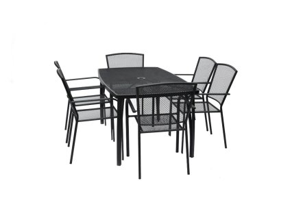 Kovový záhradný set 6+1 RIVER, čierny