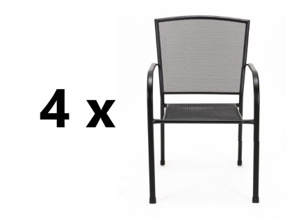 Kovová záhradná stolička 4 x RIVER, čierna