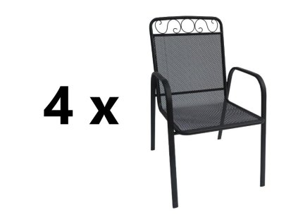 Záhradná kovová stolička 4 x BABU, čierna