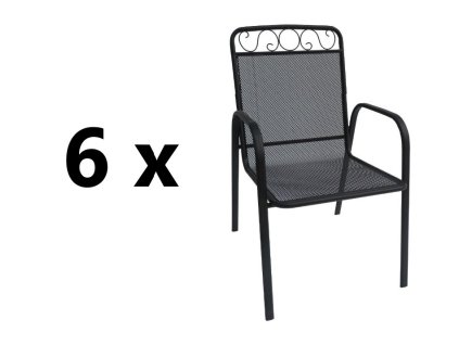 Záhradná kovová stolička 6 x BABU, čierna