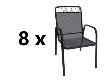 Záhradná kovová stolička 8 x BABU, čierna
