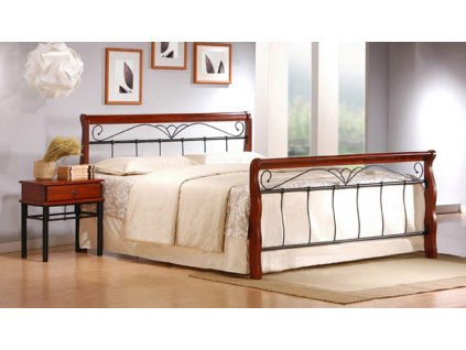 Manželská posteľ 180 BENATKY, antická čerešňa/kov