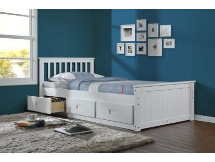 Jednolôžková posteľ LEMOS 90 + zásuvky, biela