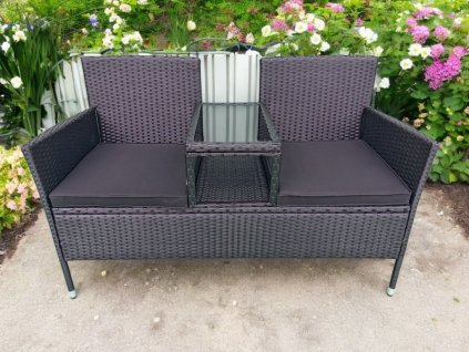 Balkónový set LOVE, čierny technoratan