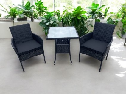 Záhradný set 2+1 CAMELIA, čierny