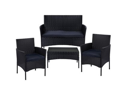 Záhradná zostava 2+1+1 THASOS, čierna