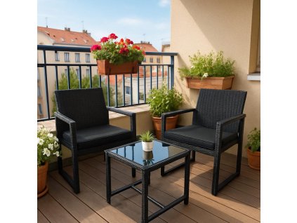 Malý záhradný set 2+1 KORFU, čierny