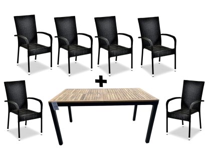 Záhradná zostava 6P+1 MATIAS, čierna