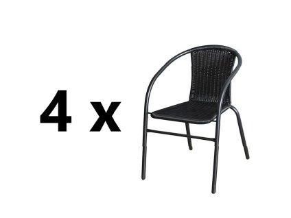 Záhradná stolička 4 x BISTRO, čierny ratan