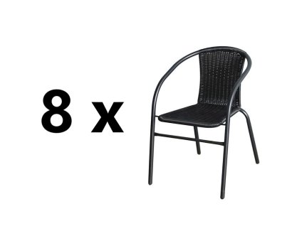Záhradná stolička 8 x BISTRO, čierny ratan