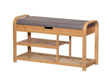 Skrinka na topánky so sedákom BAMBOO, šedá