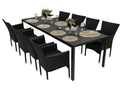 Záhradná zostava 8+1 NORIMBERG, čierny antracit