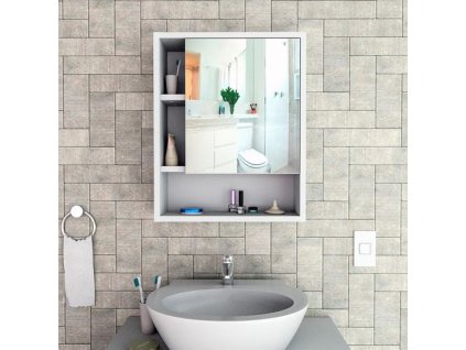 Kúpeľňová skrinka so zrkadlom DENA, biela