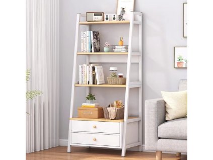 Dizajnový regál so zásuvkami CLARO, biela/buk