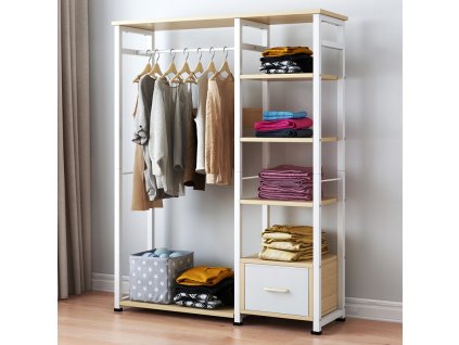 Otvorený šatník DOORS, biela/dub Sonoma