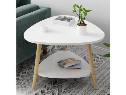 Konferenčný stolík FLAT, biela/borovica