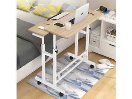 Príručný PC stolík COMPACT, biela/dub Sonoma