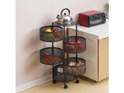 Príručný otočný regál RITA 5, čierny kov