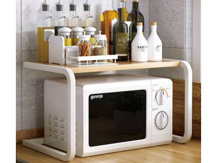 Policový regál na mikrovlnku WAVE, biela/dub Sonoma