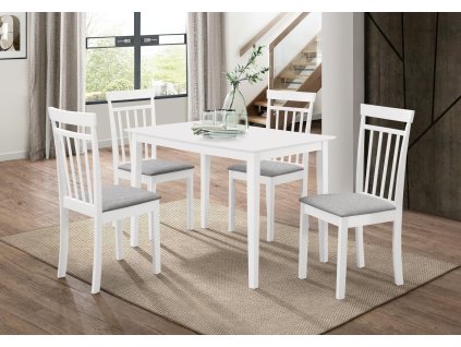 Masívna jedálenská zostava 4+1 KANSAS, biela/šedá