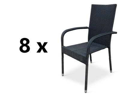 Záhradné ratanové kreslo 8 x ESSEN II, čierna