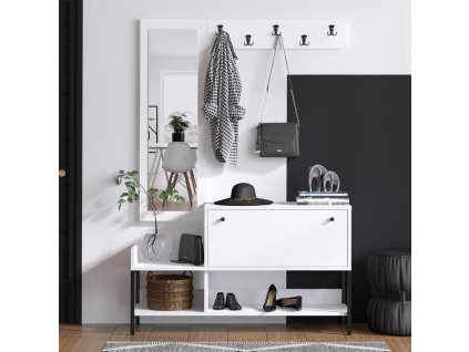 Predsieňová zostava BANK, biela / čierna