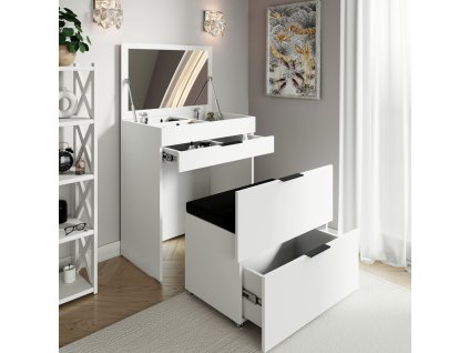 Toaletný stolík 2v1 LAURA, biela Nymphea Alba