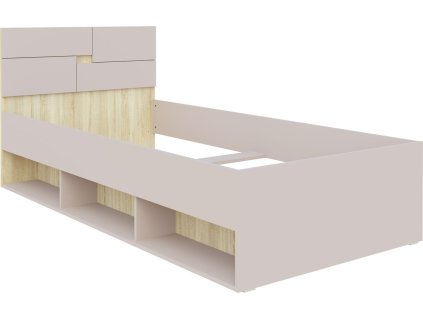 Jednolôžková posteľ 90 MAURO, kašmír/dub Sonoma