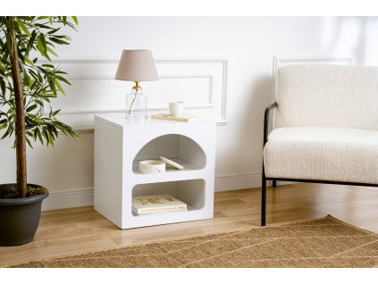 Nočný stolík s regálkom JAMIE, biela