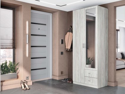 LANDO dvojdverovy satnik so zrkadlom borovica