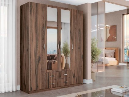 LANDO stvordverovy satnik so zrkadlom dub