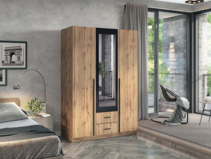 PARIS trojdverovy satnik so zrkadlom dub antracit