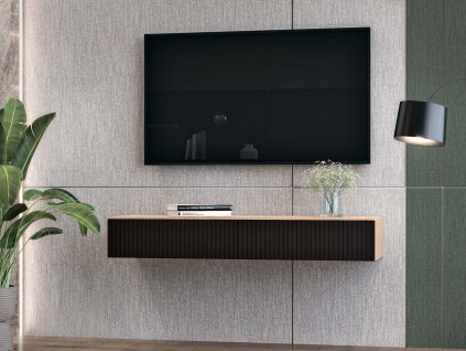 DUBLIN 1 zavesny TV stolik dub Raya cierna