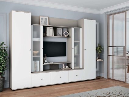 DATED obyvacia stena s vitrinou nymfea alba dub Sonoma