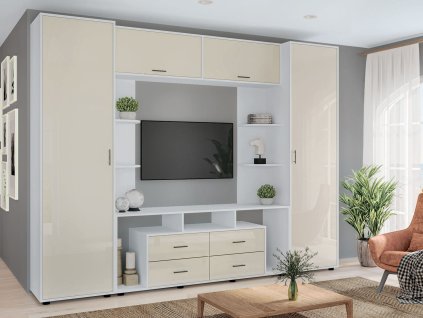 TAMTAM obyvacia stena so skrinou slonovina nymfea alba