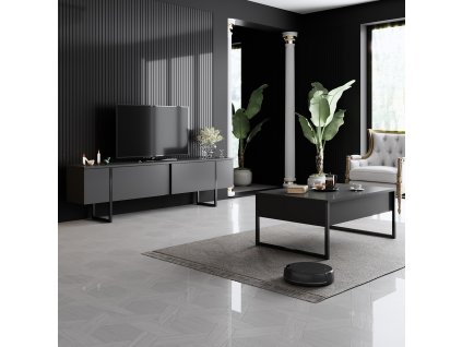 Obývacia zostava GOLD, antracit / čierna