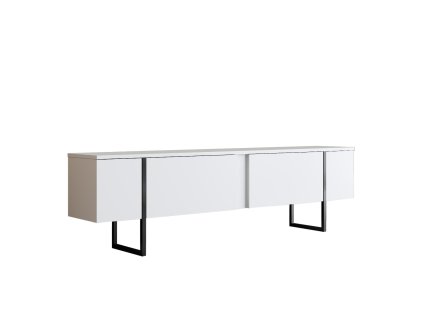 TV stolík na nožičkách GOLD, biela / čierna