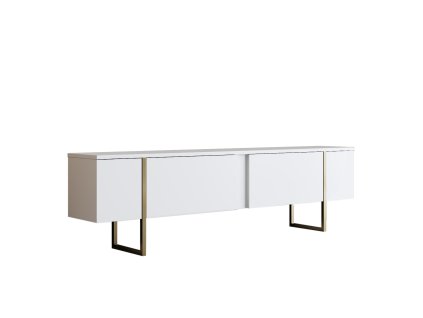 TV stolík na nožičkách GOLD, biela / zlatá