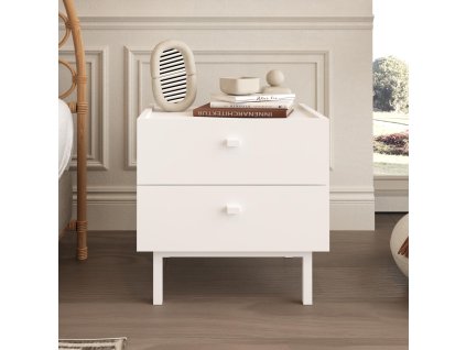 BURN nocny stolik so dvoma suplikmi biela