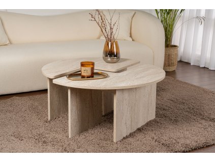 Dvojdielny konferenčný stolík RAMONA, traventine