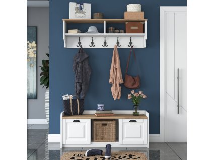 Predsieňová zostava TOVELO, biela/orech