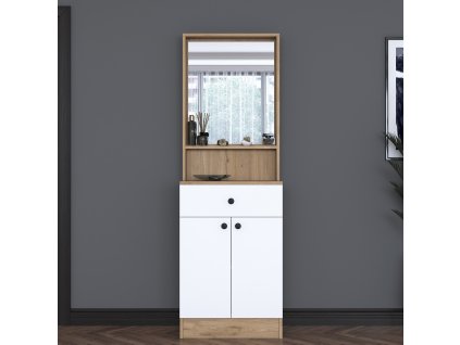 Predsieňová zostava so zrkadlom HAIR, orech/biela