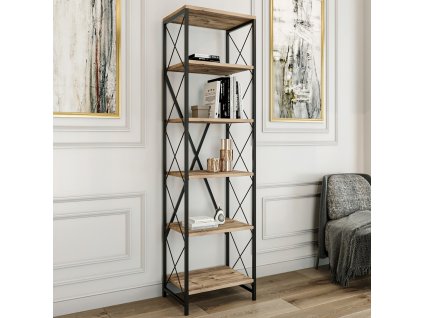 Policový regál CALIN, borovica/čierna