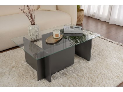 Presklený konferenčný stolík TORINO, antracit