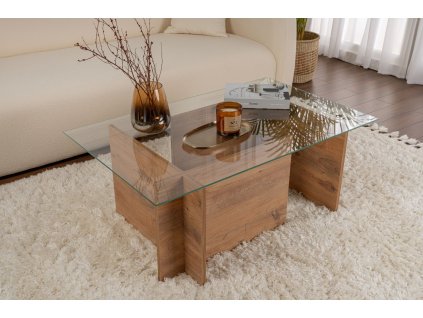 Presklený konferenčný stolík TORINO, borovica Atlantic