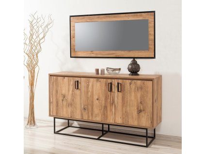 Komoda na nožičkách NANO, borovica/čierna