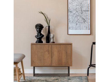 Komoda na nožičkách VENT, orech/čierna