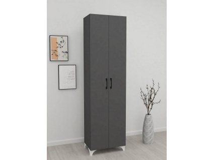 Dvojdverová policová skriňa SOFT 8, antracit