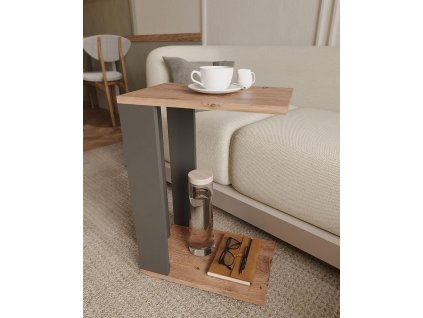 Príručný stolík na kolieskach ANDY, borovica / antracit