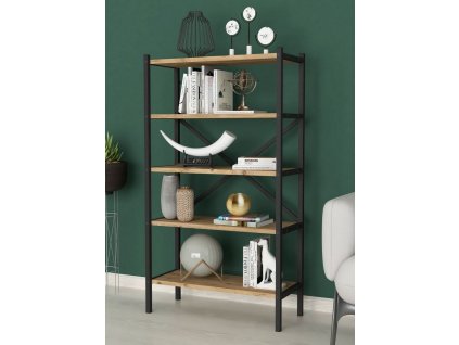 Regál DINANT 5 U, borovica/čierna